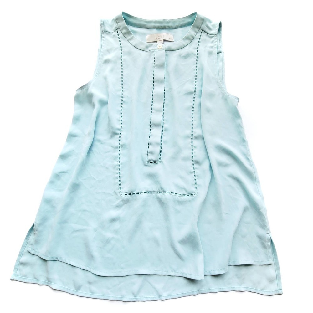 Loft Small Petite Seafoam Swing Tank Top Teal